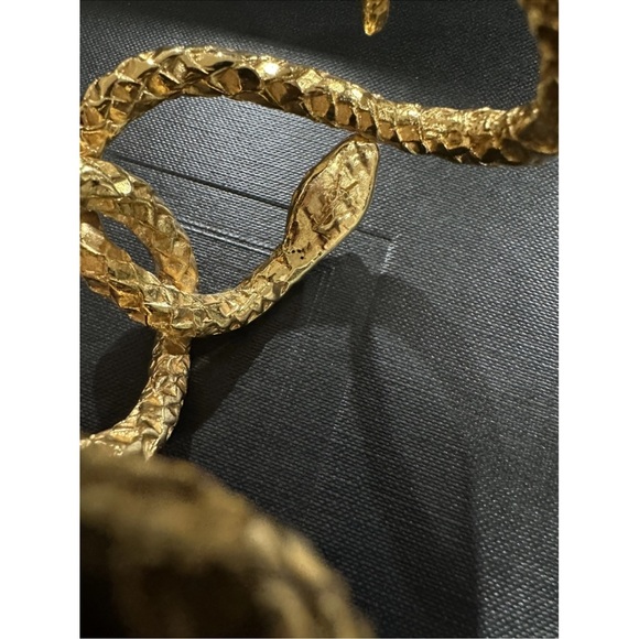 Rare Saint Laurent YSL engraved - Elegant Gold Wrap Around Snake Bracelet New - Picture 3 of 16